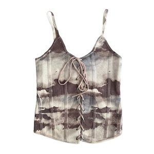 Zara Women’s Abstract Print Knit Corset Purple/White Top Size S